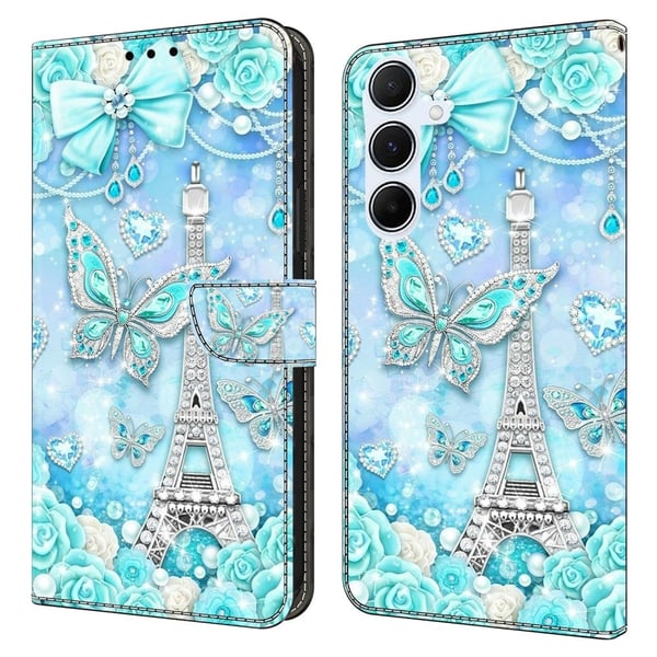 Samsung Galaxy S24 FE lompakko asia kuvio tulostus jalusta nahka Flip Phone Cover - Perhoskobolttitorni