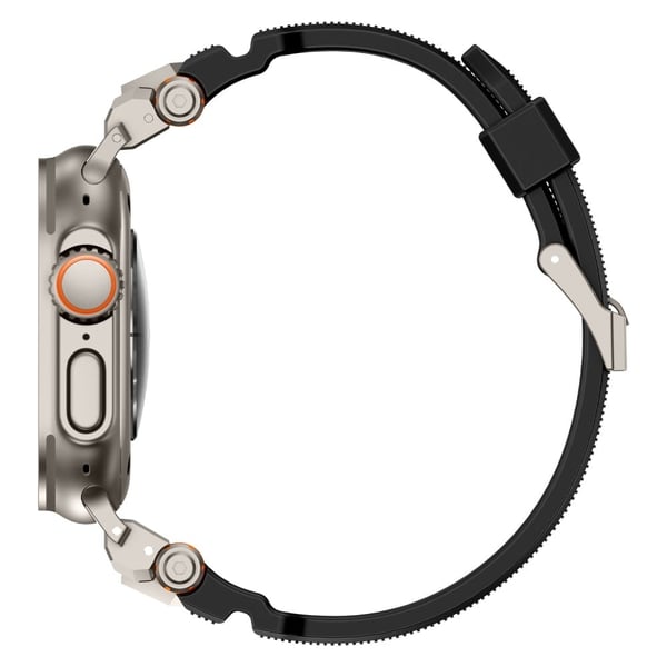 Apple Watch Series 49mm - 45mm - 44mm - 42mm Fleksibelt justerbart armbånd - Titan + Svart