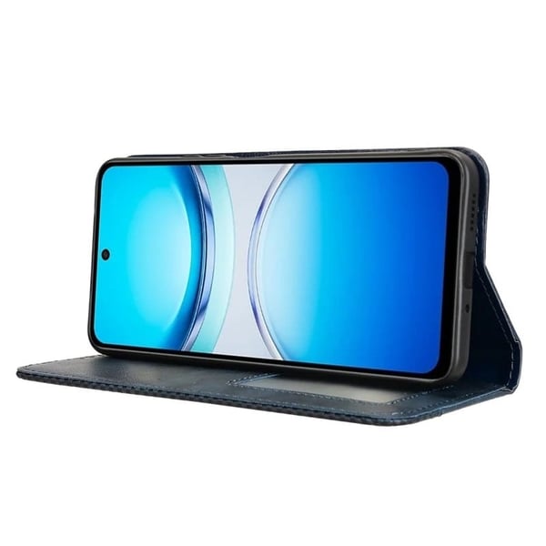 vivo Y39 5G Retro vegansk lærveske Telefonlommebokstativdeksel - Blå