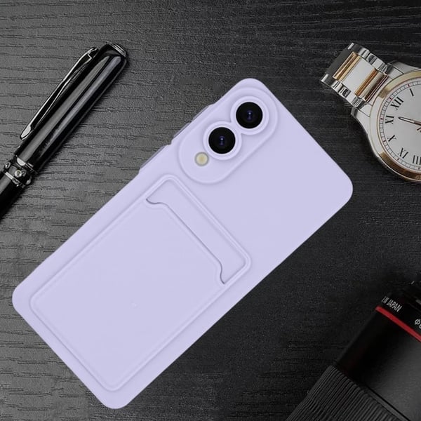Samsung Galaxy S25 Edge-etui med kortspor Matt, fingeravtrykksfritt bakdeksel - Lilla
