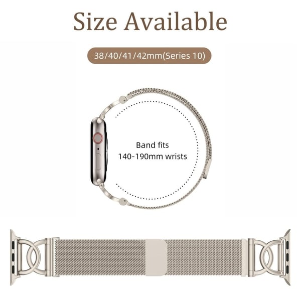 Armbånd Apple Watch Series 41mm - 40mm - 38mm DC-formet magnetisk lås i rustfritt stål - Stjernelys