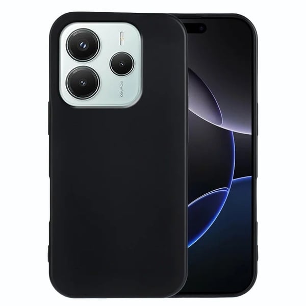 Xiaomi Redmi Note 14 4G (164.84x78.15x8.16mm) Fleksibelt etui Mykt matt anti-fingeravtrykk telefon bakdeksel - Svart