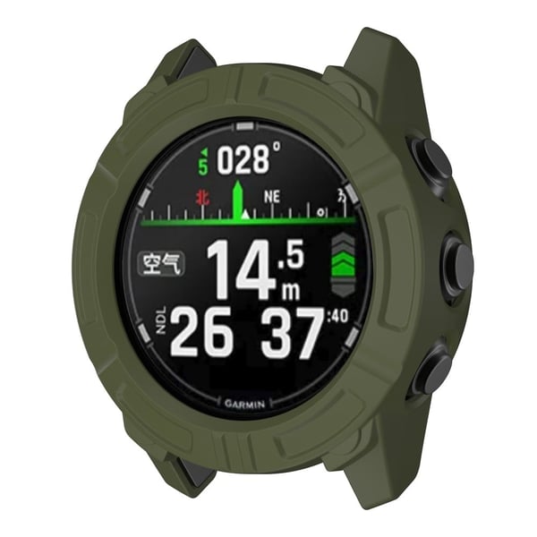 Garmin Descent G2 Anti Scratch Protective Case Rugged Armor Flexible Shell Watch Deksel - Militærgrønn