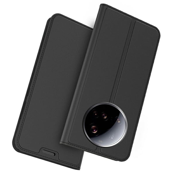 Xiaomi 15 Ultra Case Vegansk lærdeksel med kortholderstativ - Svart