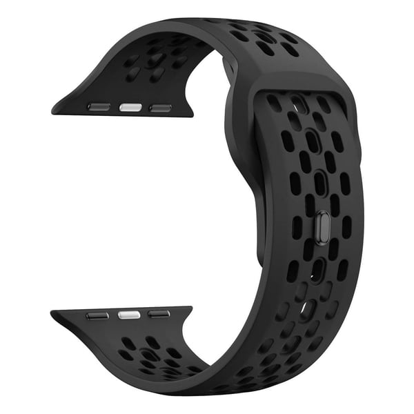 Klockarmband Apple Watch Series 41mm - 40mm - 38mm Hål Design Silikonarmband - Svart
