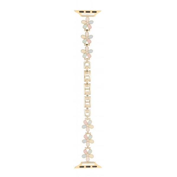 Urrem Apple Watch Series 49mm - 45mm - 44mm - 42mm Flower Design Zink Alloy Wrist Strap - Lys Farverig + Guld