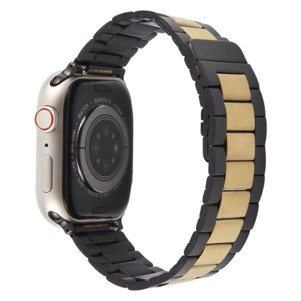 Metallarmbånd Apple Watch Series 41mm - 40mm - 38mm Magnetisk armbånd med tre perler - Svart + Gull Metallarmbånd Apple Watch Series 41mm - 40mm - 38mm Magnetisk armbånd med tre perler - Svart + Gull