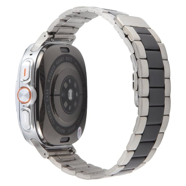 Samsung Galaxy Watch Ultra 47 mm magnetisk smartklokkearmbånd i metall med tre perler - Sølv + Svart