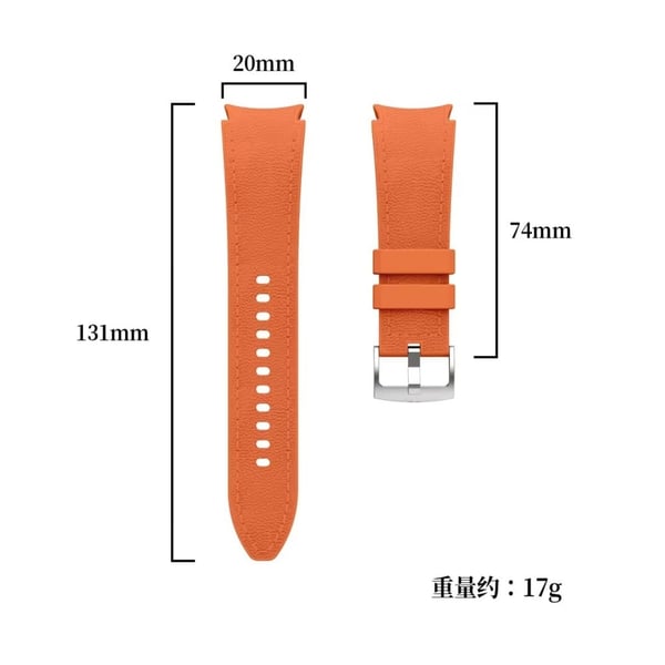Armbånd Samsung Galaxy Watch7 / Watch6 / Watch 5 / Watch4 Silikon + lær Justerbart armbånd - Lysegrå