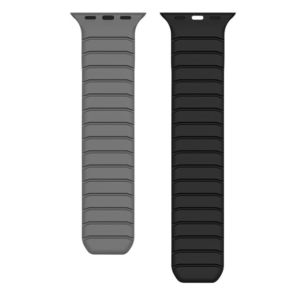 Klokkerem Apple Watch Series 41mm - 40mm - 38mmSilikon magnetisk rem - Grå / Svart