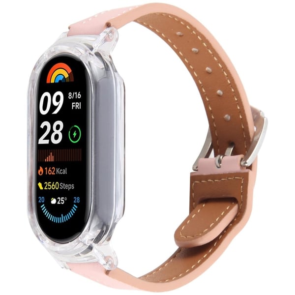 Xiaomi Smart Band 8 Støtbestandig klokkeveske integrert Ultra Fiber Leather Quick Release Watch Strap - Gjennomsiktig / Rosa