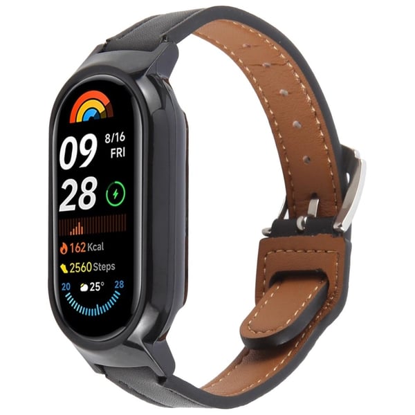 Xiaomi Smart Band 9 Bumpresistent Watch Case Integrated Ultra Fiber Leather Quick Release Watch Strap - Sort