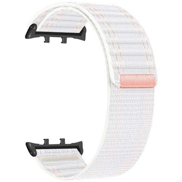 Honor Watch 5 -nauhat Nylon Loop Wave Design -kellohihna metalliliittimellä - Valkoinen / Pinkki Honor Watch 5 -nauhat Nylon Loop Wave Design -kellohihna metalliliittimellä - Valkoinen / Pinkki