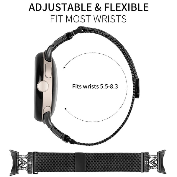 M-Type Milanese-armbånd Google Pixel Watch 2 / Pixel Watch metallrem i rustfritt stål - Svart