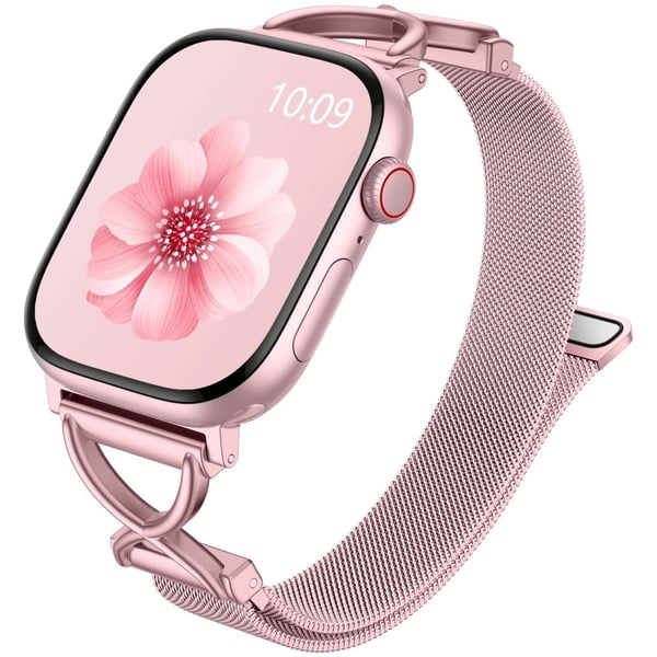 Armbånd Apple Watch Series 41mm - 40mm - 38mm X-Shape Slim Magnetic Clasp rustfritt stålarmbånd - Rosa Rose