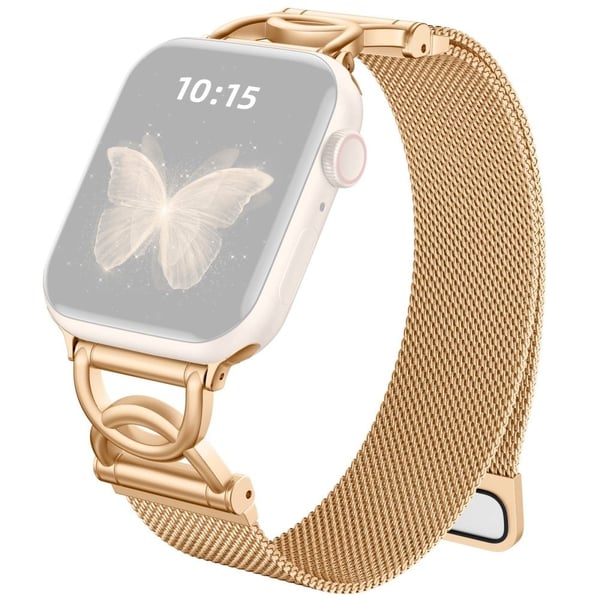 Armbånd Apple Watch Series 49mm - 45mm - 44mm - 42mm DC-formet magnetisk lås i rustfritt stål - Rose Gull