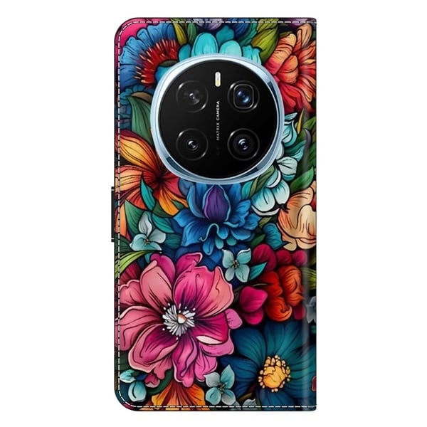 Honor Magic7 Pro 5G Etui med kortspor Mønster Trykt Fleksibelt+Vegansk Læder Flip Telefon Cover - Staphyllum