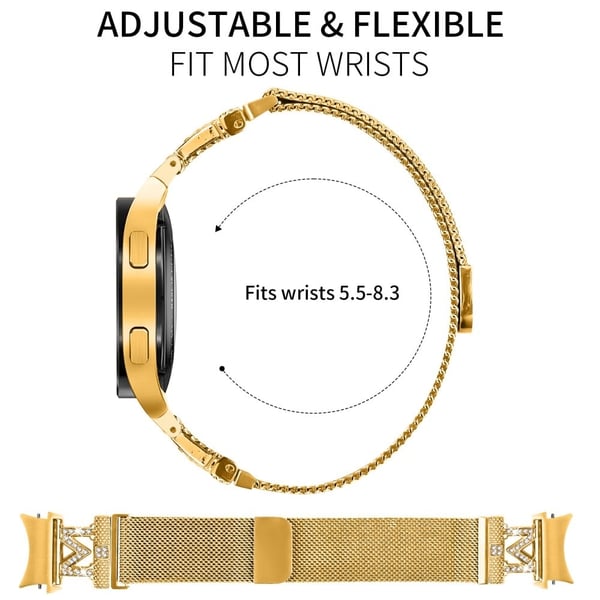 Metallihihna liittimellä Samsung Galaxy Watch6 / 6 Classic M-Type Milanese Watch Band Strassi koriste - Kulta