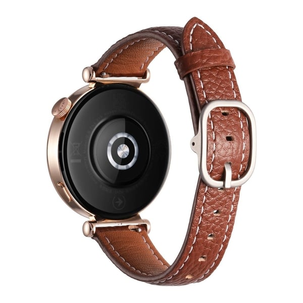 18 mm klokkerem Huawei Watch GT 5 Pro 42 mm / GT 5 41 mm / GT 4 41 mm / Garmin Venu 3S , Genuine Cow Leather Smartwatch Strap - Brun