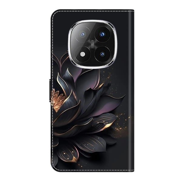 Xiaomi Redmi Note 14 Pro+ 5G Etui med magnetisk lås 3D-mønster i skinnlommebok - Lilla Lotus