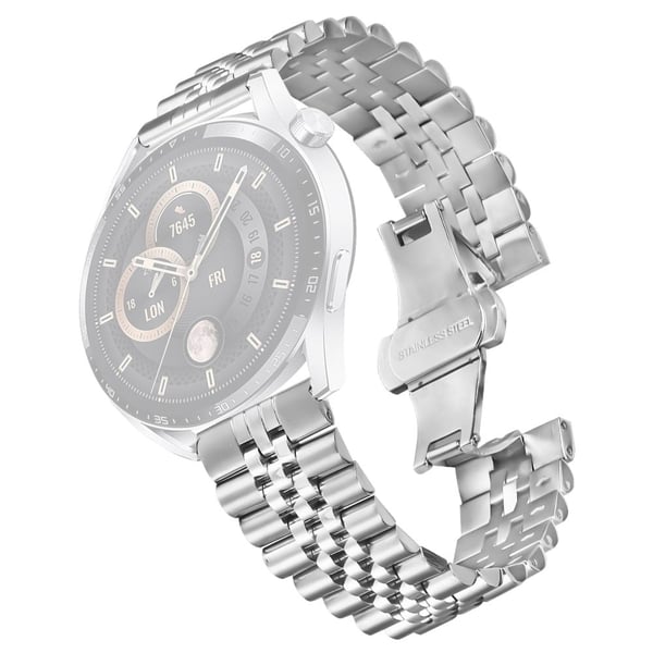 Honor MagicWatch 2 46 mm armbånd med 5 perler i rustfritt stål med sommerfugllås - Sølv