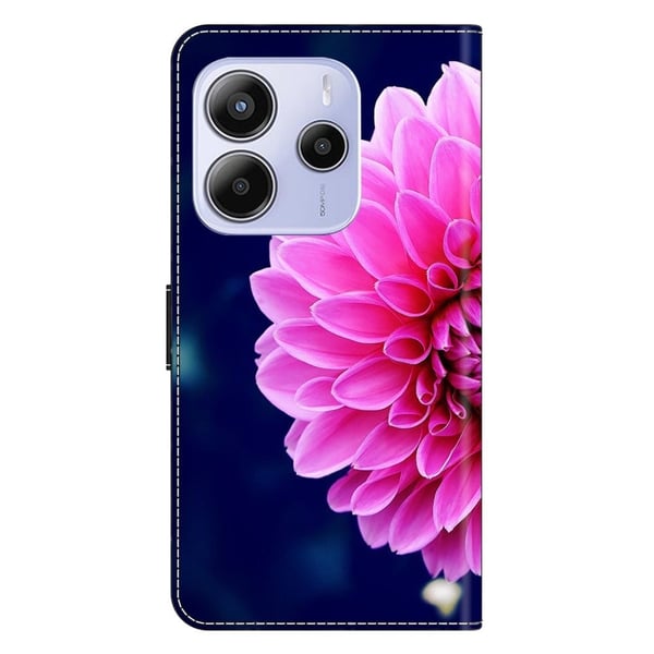 Xiaomi Redmi Note 14 5G Etui 3D-mønster Vegansk lær lommebok telefondeksel med stativ - Rosa Blomster
