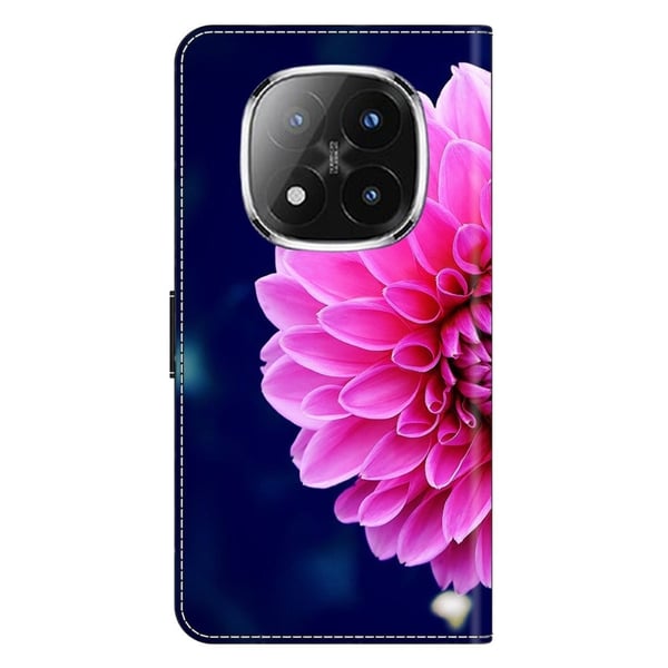 Xiaomi Redmi Note 14 Pro+ 5G Etui 3D-mønster Vegansk lær lommebok telefondeksel med stativ - Rosa Blomster