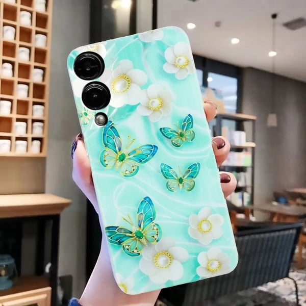 Samsung Galaxy S25 Edge-etui Mykt, fleksibelt bakdeksel med mønsterutskrift - Sommerfuglblomst
