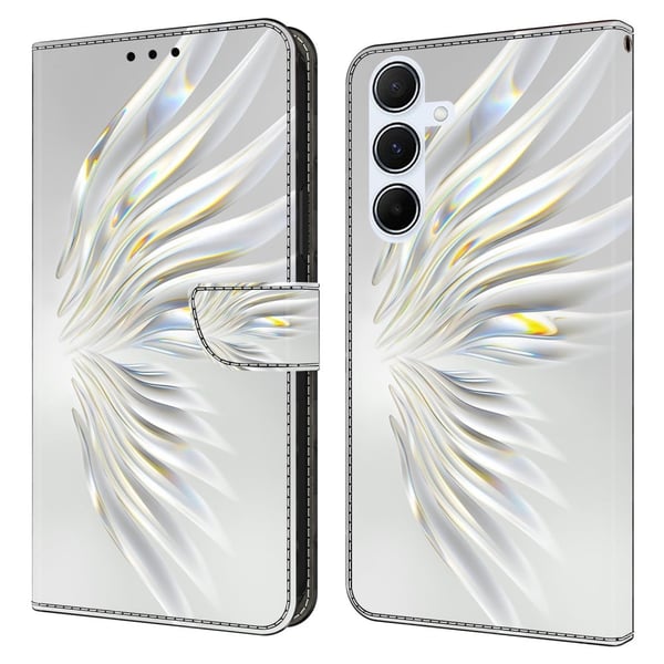 Samsung Galaxy S24 FE lommebokveske med mønstermønster som trykker på stativ, flip-telefondeksel i lær - Krystallvinger