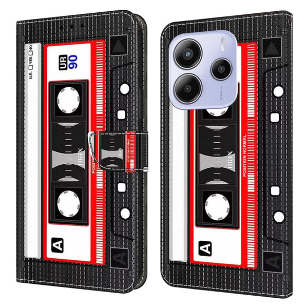 Xiaomi Redmi Note 14 5G lommebokveske med mønsterutskrift stativ lær flip-telefondeksel - Tape