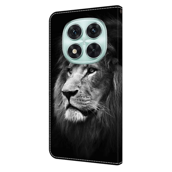 Xiaomi Redmi Note 14 Pro+ 5G lommebokveske med mønsterutskrift, stativ, flip-telefondeksel i lær - Løve