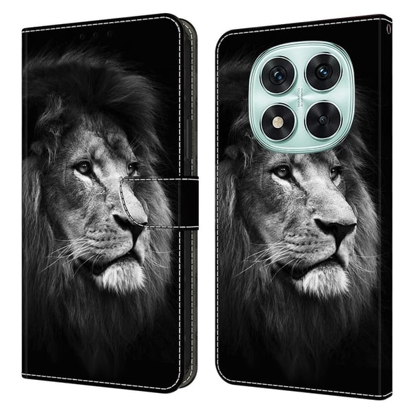 Xiaomi Redmi Note 14 Pro+ 5G lommebokveske med mønsterutskrift, stativ, flip-telefondeksel i lær - Løve