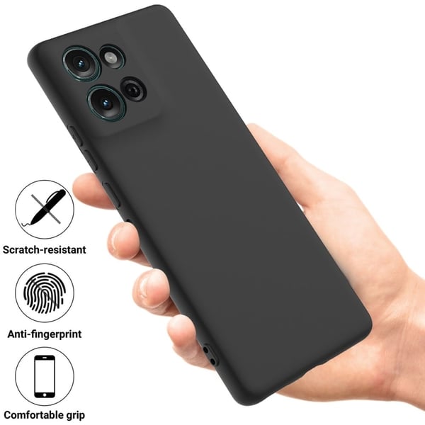 Motorola Moto G 5G (2025) Flytende silikonetui bakdeksel til telefon med håndrem - Svart