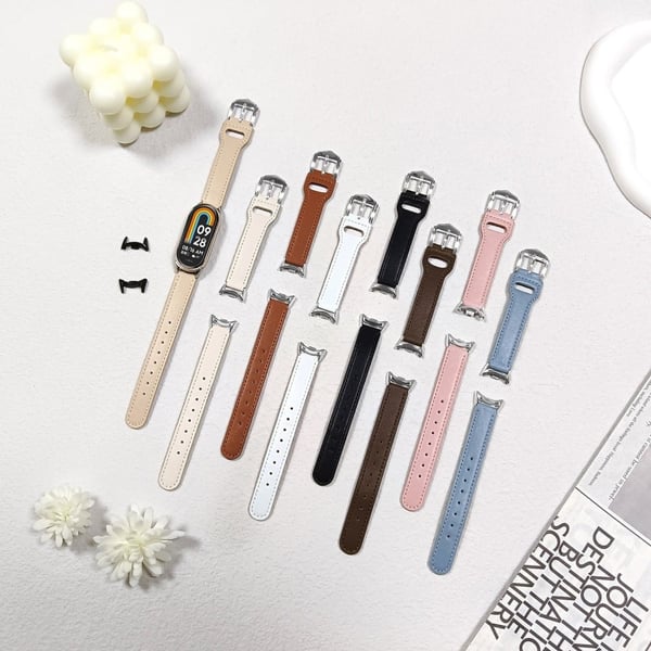Armbånd Xiaomi Smart Band 9 NFC / 9 / 8 NFC / 8 Mikrofiber lær klokkerem med sølv spenne - Blå