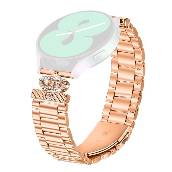 Huami Amazfit Bip U rustfritt stålrem kroneform rhinestone dekorklokkebånd - Rose Gull