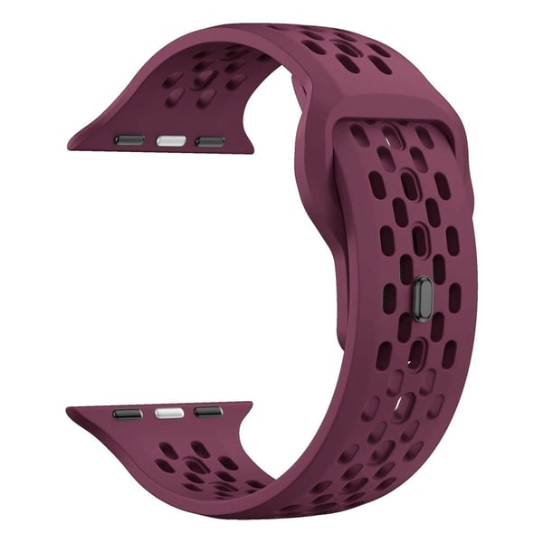 Kellonauha Apple Watch Series 49mm - 45mm - 44mm - 42mm Reikämuotoilu Silikoni rannehihna - Viininpunainen