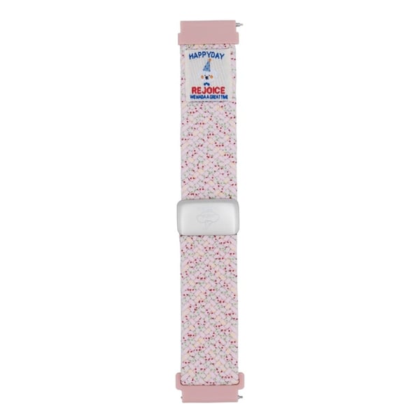 20 mm universalklokkearmbånd med valpemønster og magnetisk spenne Flettet nylonarmbånd - Rosa Med Fargede Prikker