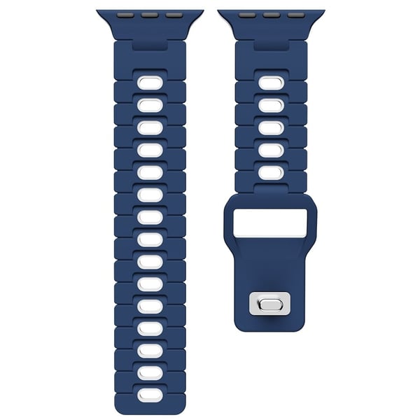 Armbånd Apple Watch Series 41mm - 40mm - 38mm Dual Color Silikonarmbånd - Midnattsblå + Hvit