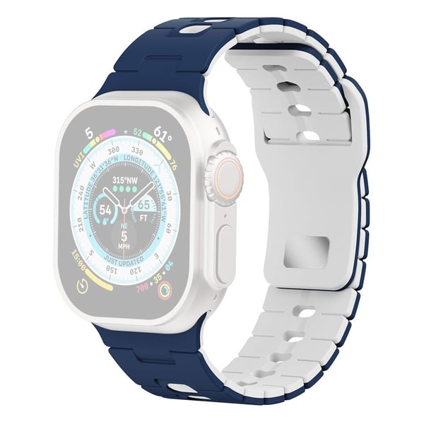 Armbånd Apple Watch Series 41mm - 40mm - 38mm Dual Color Silikonarmbånd - Midnattsblå + Hvit