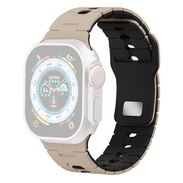 Armbånd Apple Watch Series 41mm - 40mm - 38mm Dual Color Silikonarmbånd - Valnøtt + Svart