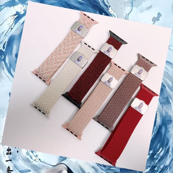 Klokkerem Apple Watch Series 49mm - 45mm - 44mm - 42mm Ne Zha UV-trykt nylonrem - Rød / Rød