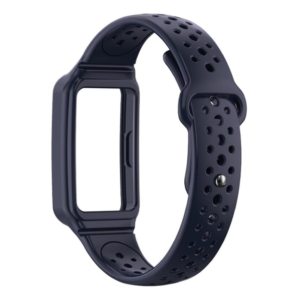 Silikonarmbånd Huawei Band 9 NFC / 9 / 8 NFC / 8 Reverse Buckle Holes Design Strap Integrert med Watch Case - Blå