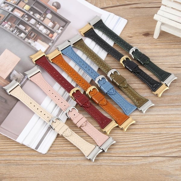 Urrem Samsung Galaxy Watch7 / Watch6 / Watch5 / Watch4 / Watch FE Heart Pattern Embossed Okseskind Leather Strap - Rødvin
