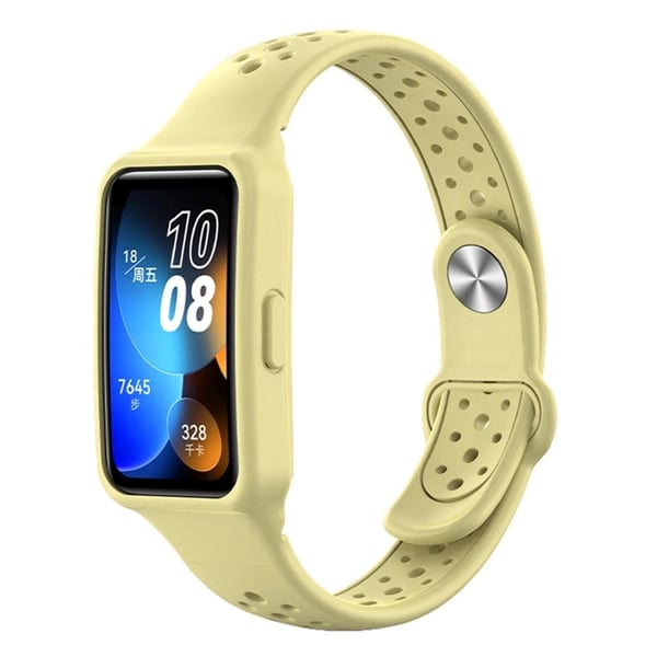 Silikonarmbånd Huawei Band 9 NFC / 9 / 8 NFC / 8 Reverse Buckle Holes Design Strap Integrert med Watch Case - Gull