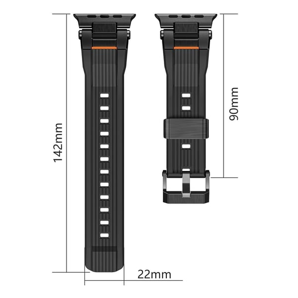 Armbåndsrem Apple Watch Series 49 mm - 45 mm - 44 mm - 42 mm fleksibelt klokkerem med kontakt i rustfritt stål - Oransje