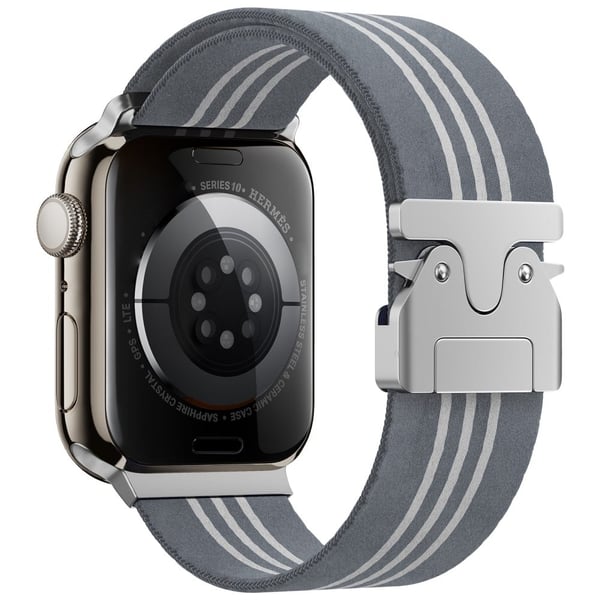 Klokkerem Apple Watch Series 41mm - 40mm - 38mm 3-Stripe Parachute Buckle Nylon Strap - Grå + Hvit