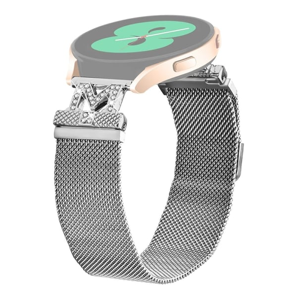 Samsung Galaxy Watch Active Armbånd i rustfritt stål M-Type Milanese-klokkearmbånd sølvfarget håndleddsrem