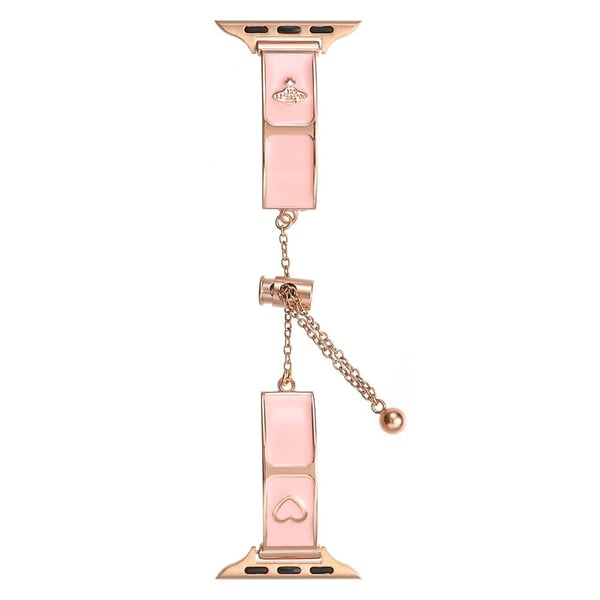 Armbånd Apple Watch Series 41mm - 40mm - 38mm Emalje Saturn-armbånd i metall - Rose Gull + Rosa