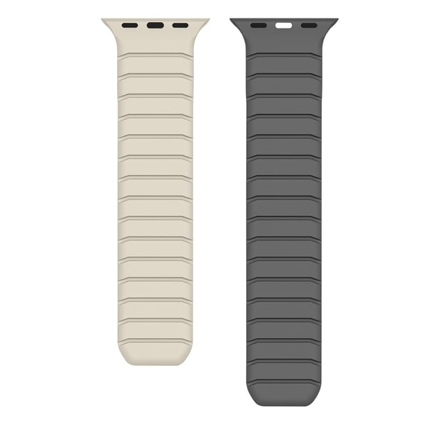 Klokkerem Apple Watch Series 41mm - 40mm - 38mmSilikon magnetisk rem - Stjernelys / Grå