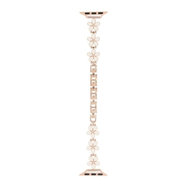 Metallrem Apple Watch Series 41mm - 40mm - 38mm Fem myke blomsterarmbånd - Hvit / Rose Gull
